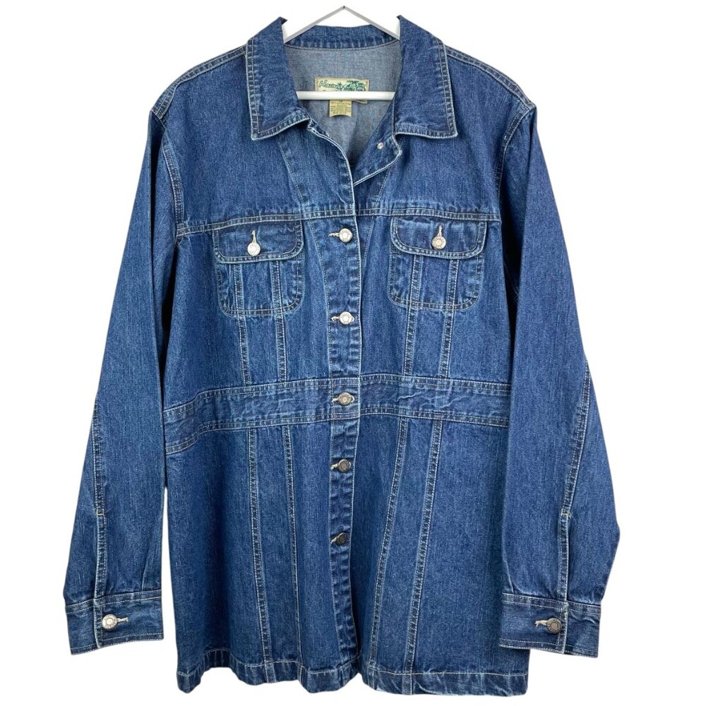 Vintage Havana Jacks Cafe Jacket Womens 1X Blue Jean Denim Button Front NWT